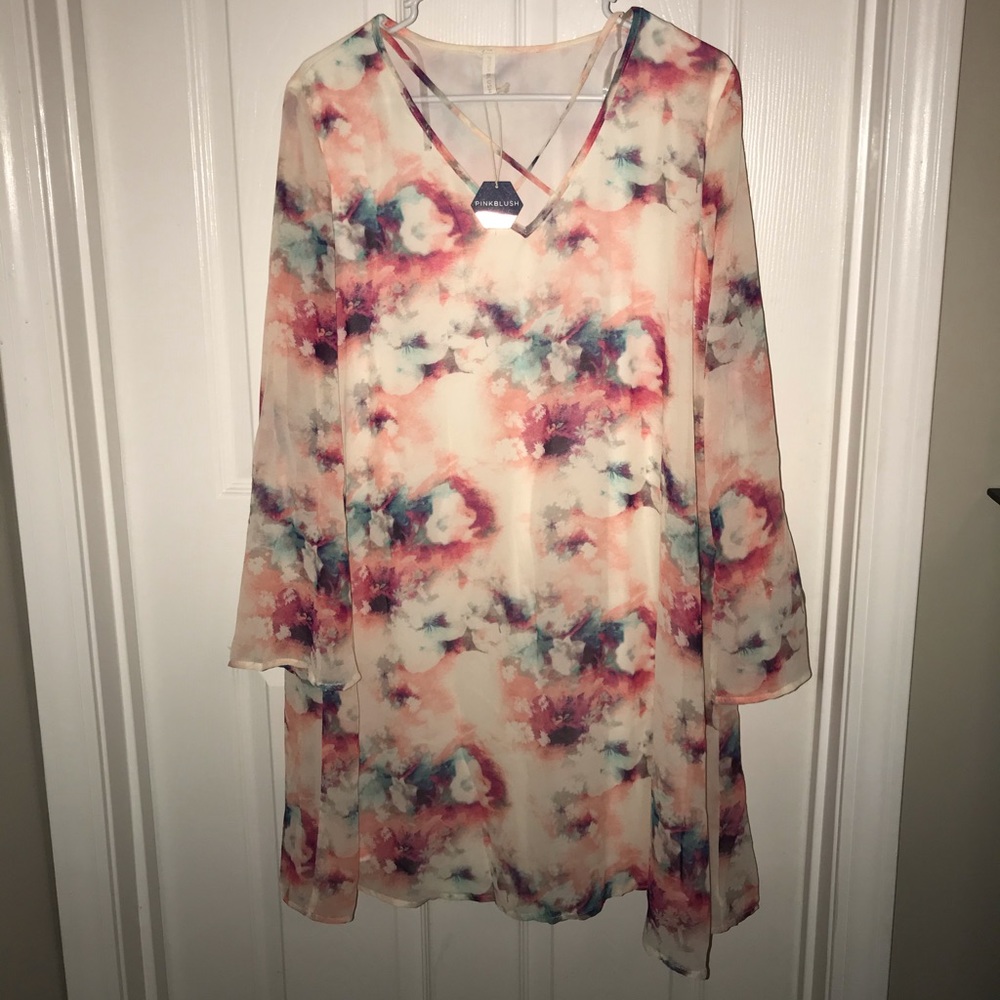 Pinkblush Maternity Watercolor Dress New Large